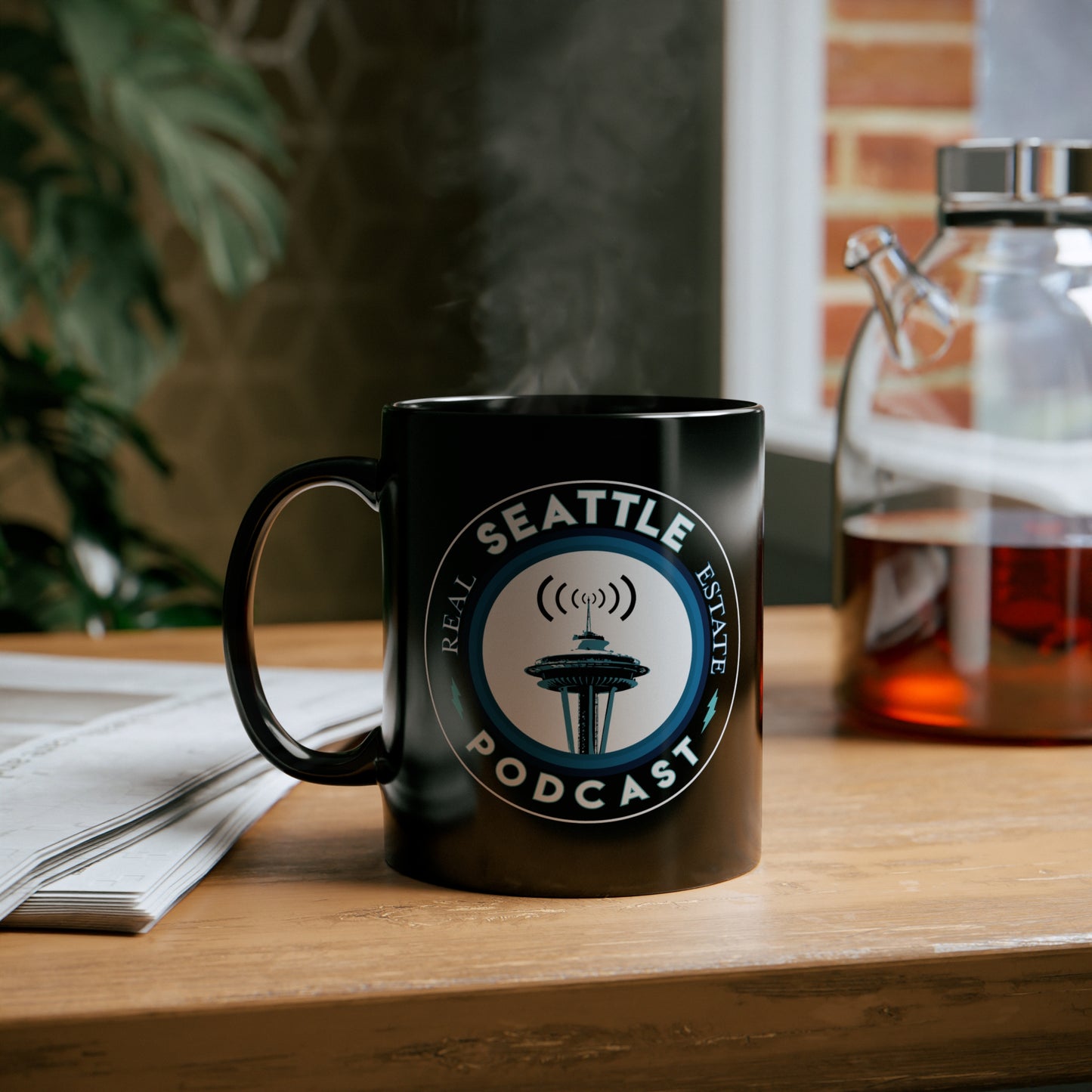 Vintage Seattle Real Estate Podcast 11oz Black Mug - News For Reasonable People