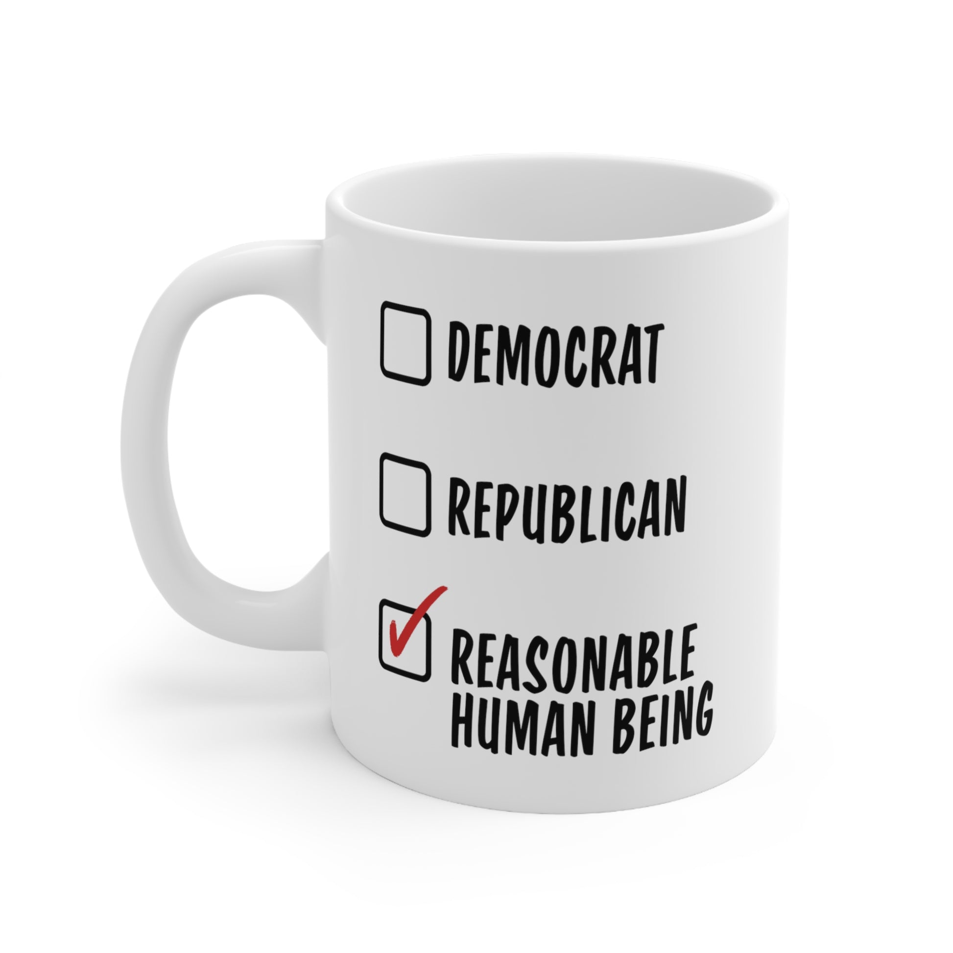 Funny Political Mug, Reasonable Human Being, Democrat Republican Checklist, Coffee Cup Humor, Gift for Friends, Bipartisan Laugh, Novelty - News For Reasonable People