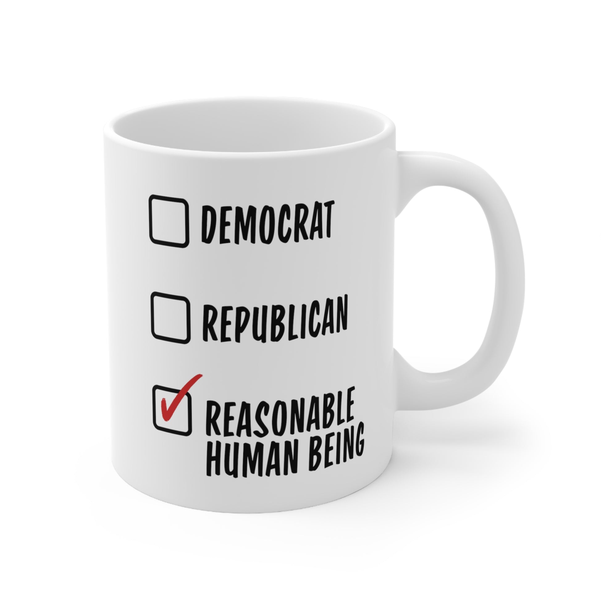 Funny Political Mug, Reasonable Human Being, Democrat Republican Checklist, Coffee Cup Humor, Gift for Friends, Bipartisan Laugh, Novelty - News For Reasonable People