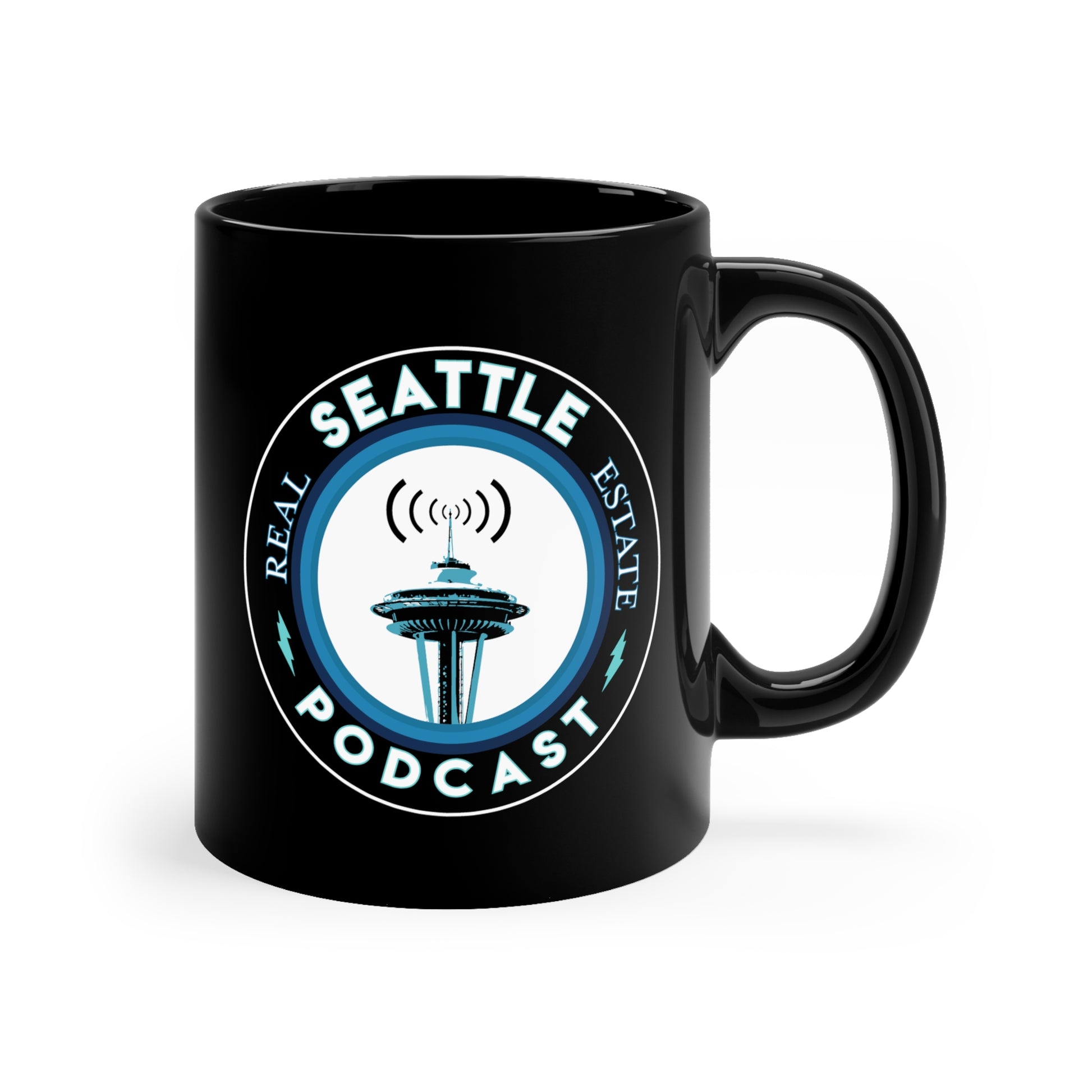 Vintage Seattle Real Estate Podcast 11oz Black Mug - News For Reasonable People