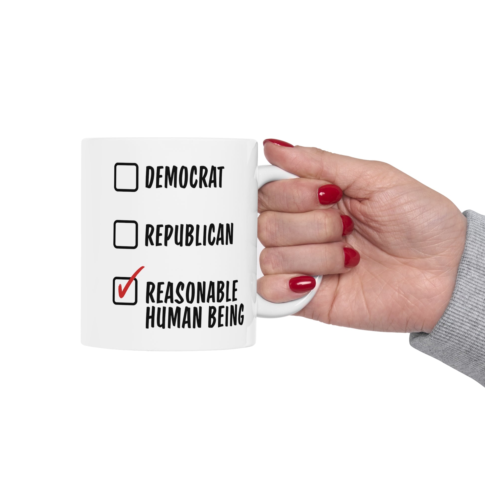 Funny Political Mug, Reasonable Human Being, Democrat Republican Checklist, Coffee Cup Humor, Gift for Friends, Bipartisan Laugh, Novelty - News For Reasonable People