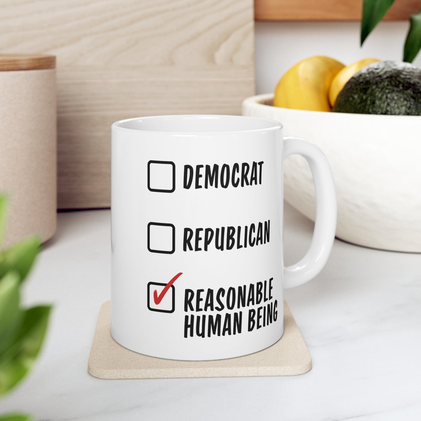 Funny Political Mug, Reasonable Human Being, Democrat Republican Checklist, Coffee Cup Humor, Gift for Friends, Bipartisan Laugh, Novelty - News For Reasonable People