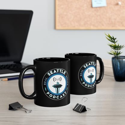 Vintage Seattle Real Estate Podcast 11oz Black Mug - News For Reasonable People